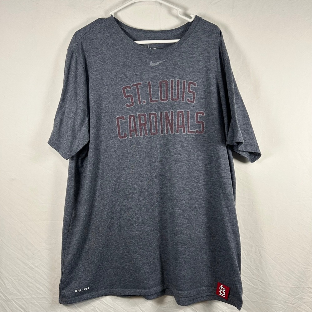 Nike T-Shirt Mens XXL Gray St. Louis Cardinals MLB Dri-FIT Athletic Cut